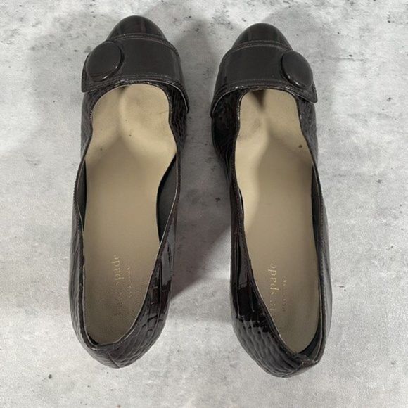 Kate Spade Womens Patent Leather‎ Pumps Heels Sz 7.5M Brown Round Toe Shoes - Picture 5 of 10